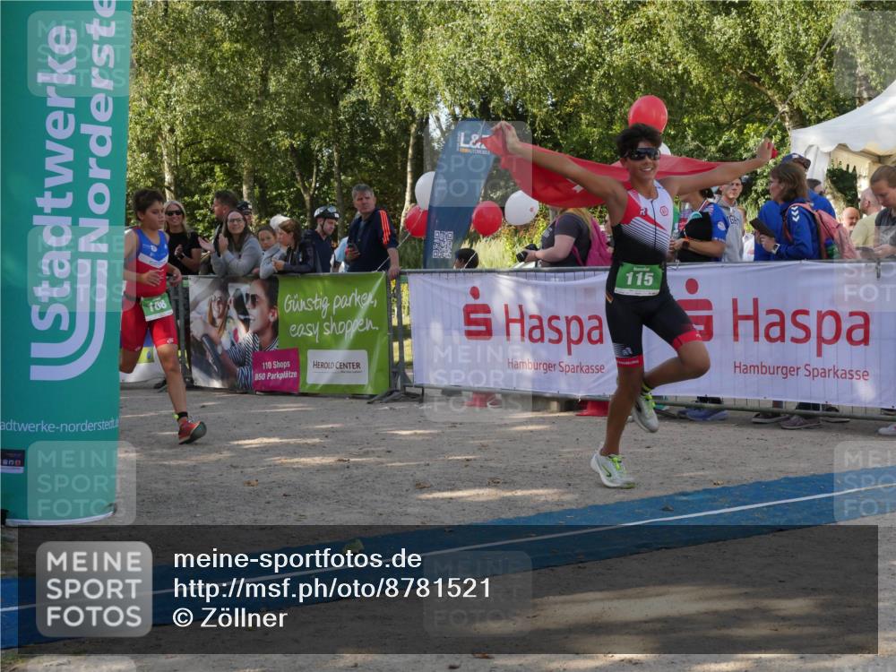 07.09.2025 - 19. Norderstedt Triathlon Zöllner http://msf.ph/oto/8781521 07.09.2025 10:58:16 Ziel 60, 108, 115, 638, 670 meine-sportfotos.de